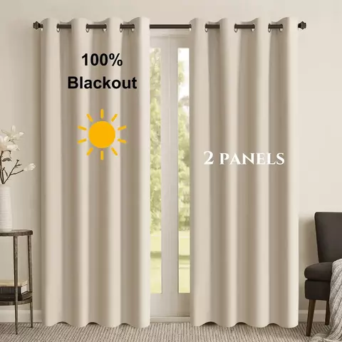 2 pçs 100% cortinas blackout de cor sólida – cortinas de bloqueio de luz com isolamento térmico premium de pouco peso para quarto, sala de estar