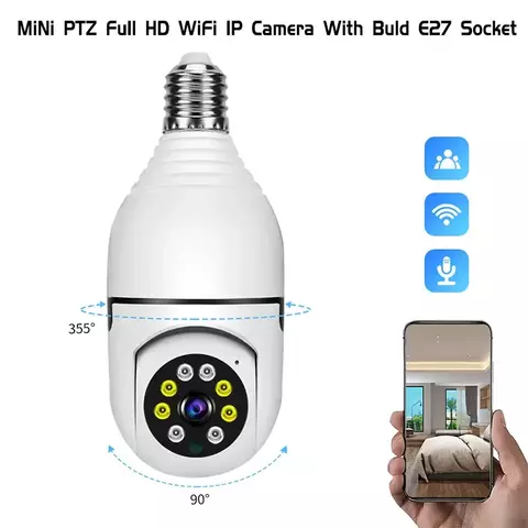1080p hd e27 lâmpada câmera de vigilância anti-roubo ao ar livre monitor de segurança interna sem fio wifi câmera visão noturna áudio ip veio na internet