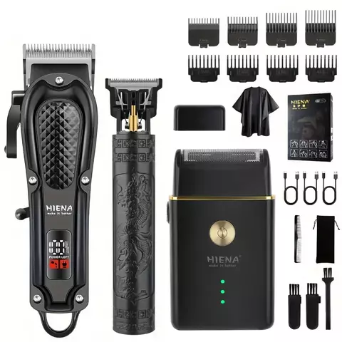 Hyena 212 cortador de cabelo profissional mans conjunto máquina de cortar cabelo metal elétrico sem fio aparador de cabelo para barbeiro display lcd corte de cabelo