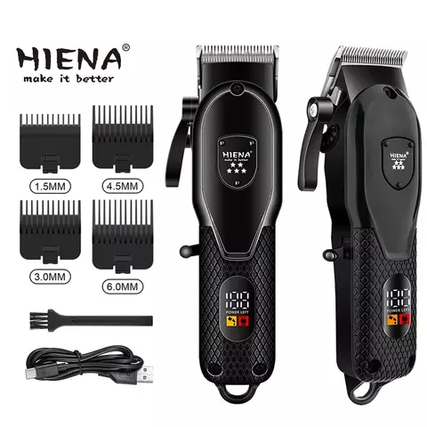 Hiena máquina de cortar cabelo barbeador profissional tesoura elétrica empurrar barbeiro aparadores de cabelo máquina de corte de cabelo aparador para homem