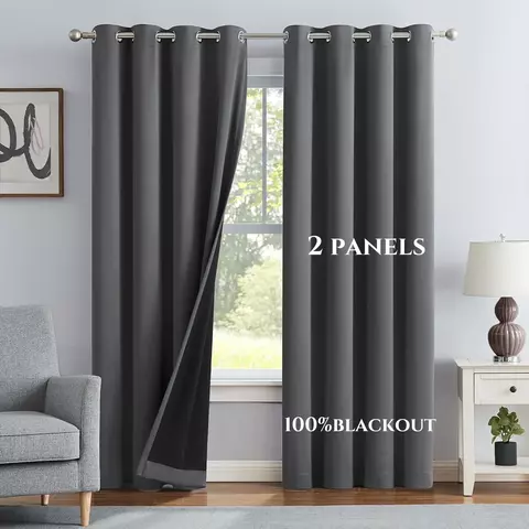 2 painéis modernos 100% cortinas blackout sólidas, cortinas de janela para sala de estar, quarto, cozinha, evitam arranhões ultravioleta