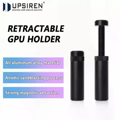 UPSIREN suporte para placa gráfica de chassi telescópico totalmente em alumínio, suporte anti-dobra/anti-peso (sucção magnética inferior)