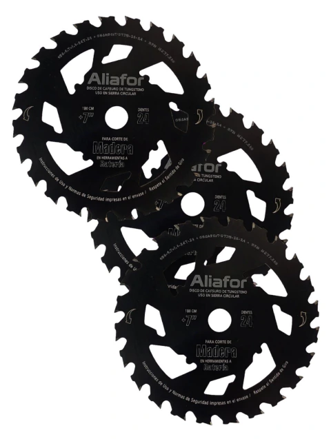 DISCO P/ MADERA PARA MAQ. A BATERIA 7" x24 dientes ´ ALIAFOR ´ x 3 unidades
