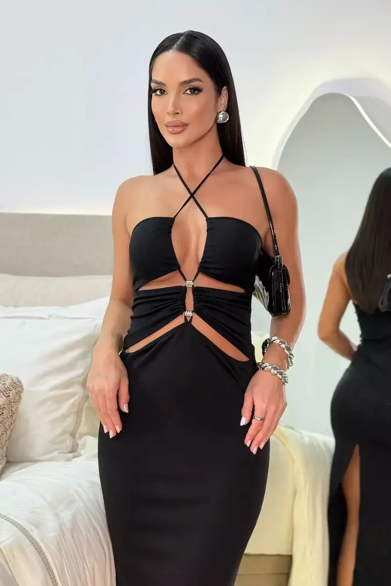 Vestido Midi Recorte Vazado - Malha Venus