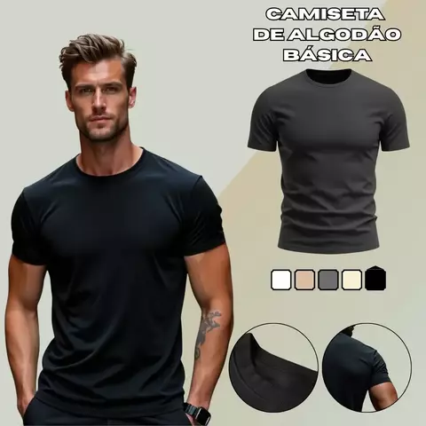 Camiseta Masculina Lisa GuGi Básica Sem Estampa 100% Algodão Macio 30.1 CM01-L