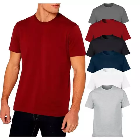 Kit 5 Camiseta Masculina Lisa Premium Básica100% Algodão