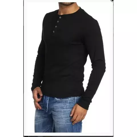 Camiseta Henley J Silver Slim Fit Manga Longa 4 Botões - Disponível em 5 cores