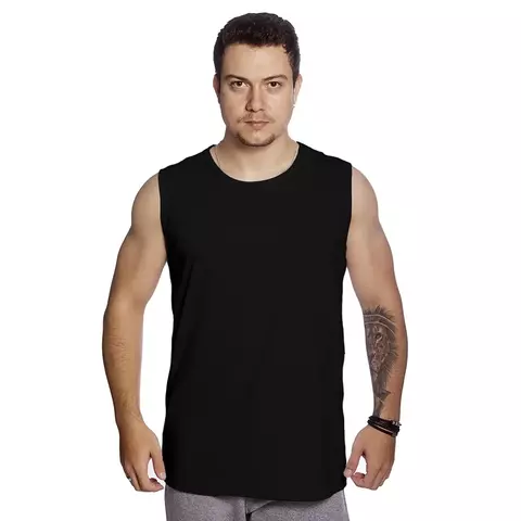 Camiseta Regata 100% Algodão Lisa Masculina TM004-V1