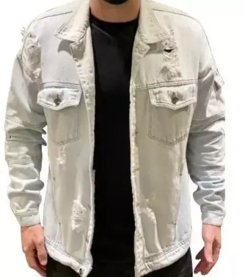 Jaqueta Masculina Jeans Delave Ampla Com Recortes