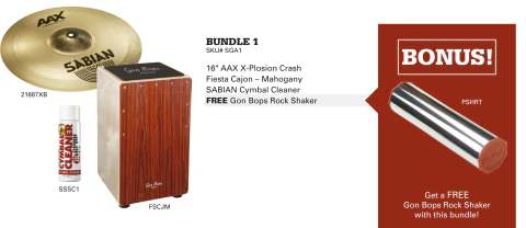 PACK INCLUYE CAJON FIESTA GON BOPS FSCJM-AAXPLOSION 16"-LIMPIADOR PLATILLOS-SHAKER PSHRT GRATIS