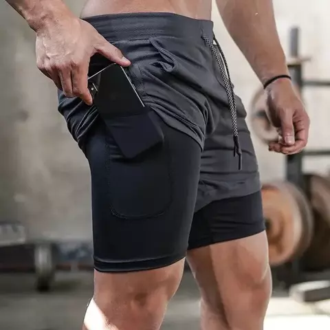 Camo corrida shorts dos homens ginásio esportes shorts 2 em 1 treino rápido tr