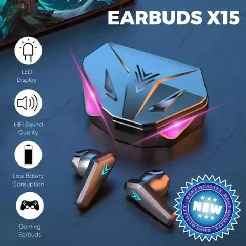 Fone de ouvido Bluetooth X15 TWS, 65ms Earbud de baixa latência, Gaming Style - comprar online