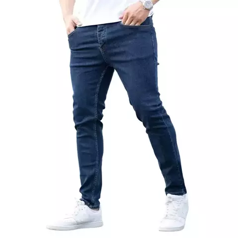 Calça Jeans homens preto azul estiramento casual (Envio Internacional) - comprar online