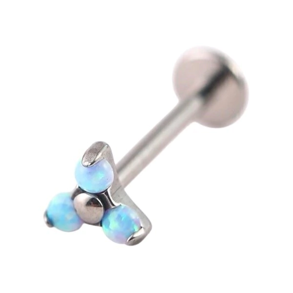 Piercing Labret Flor Opal Titanio