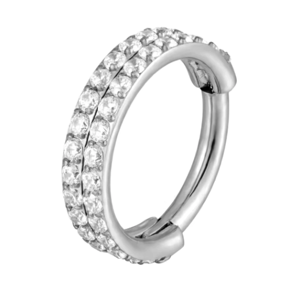 Piercing Argollita Doble Cristal Titanio