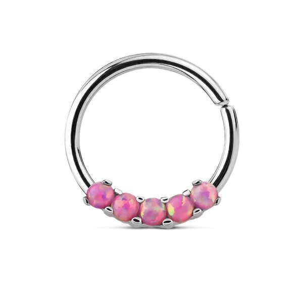 Piercing septum argollita sin fin 5 opalos acero