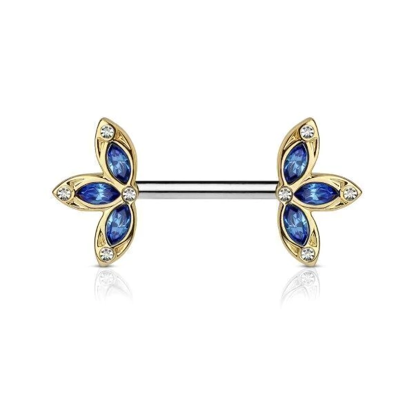 Piercing Nipple Flores Circonita Azul
