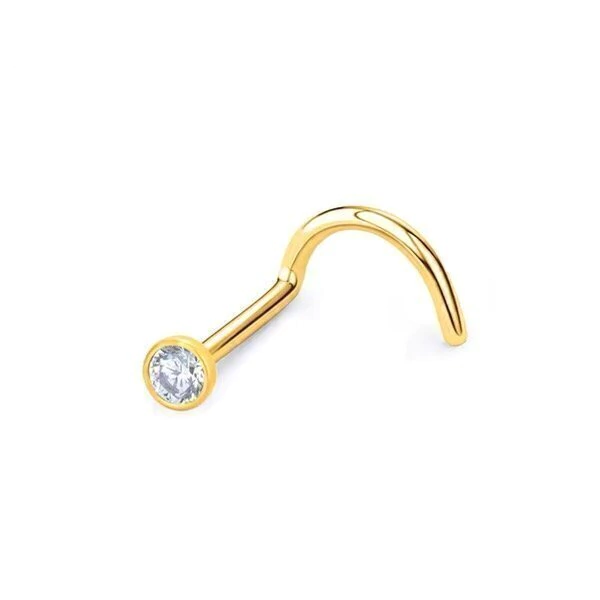 Piercing Nostril Strass Plata 925 y Oro 24k