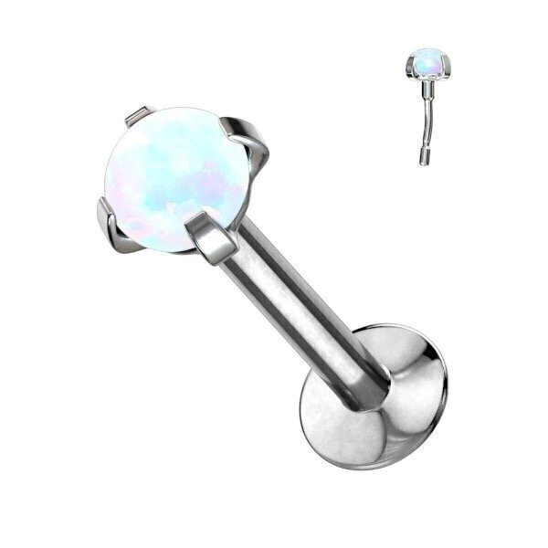 Piercing Titanio Astm Labret Opal Engarzado