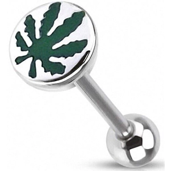Piercing Lengua Logotipo Cannabis