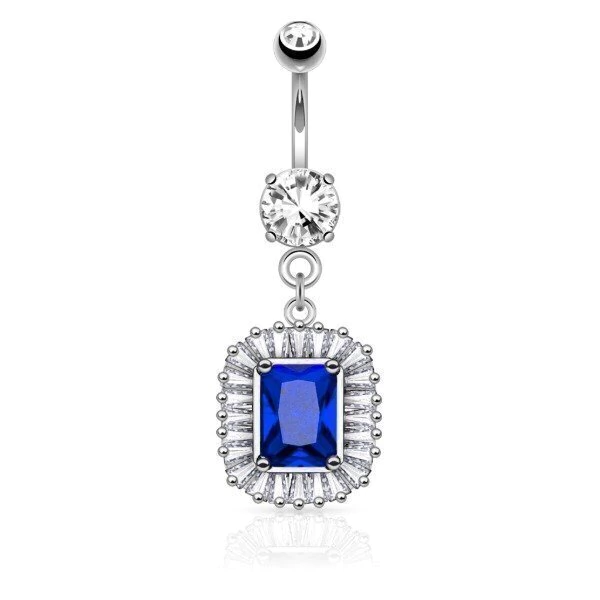 Piercing Ombligo Colgante Cristal Azul