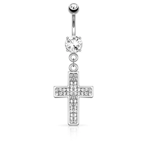 Piercing Ombligo Cruz Colgante Zirconias