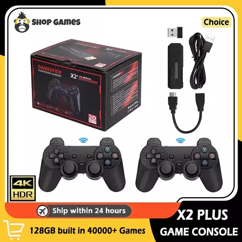 X2 plus console de videogame, 2.4g, controle duplo sem fio, 20000 jogos, 64gb, j