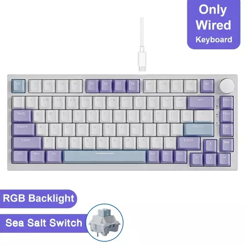Ajazz ak820/ak820pro teclado mecânico para jogos bluetooth 5.1/sem fio/c-wired