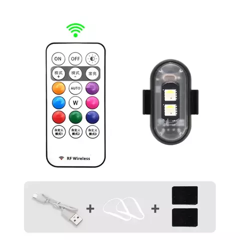 Luz LED Estroboscópica | Luz RGB Inalámbrica (Recargable USB) – Anti-Colisión para Moto, Dron y Coche