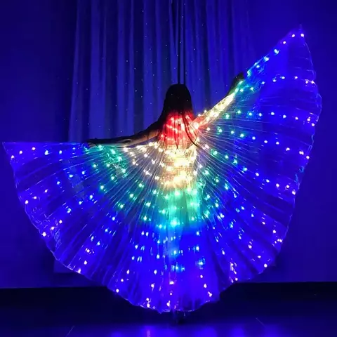 Asa de borboleta luminosa led, trajes de performance de dança do ventre, palco,