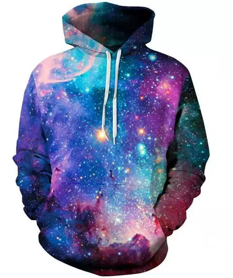 Galáxia Hoodie dos homens, colorido, padrão personalizado, impresso 3D, Tops e