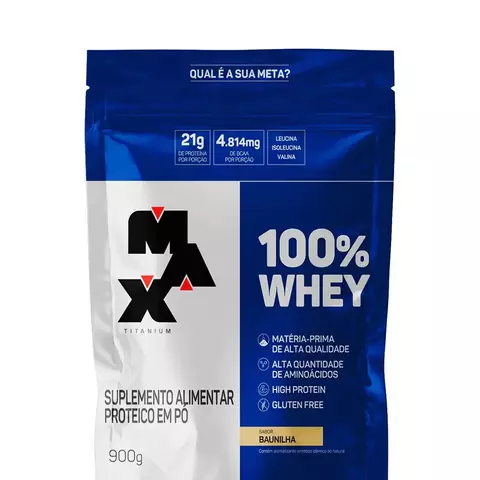 100% Whey Refil Max Titanium (900g) Baunilha - comprar online