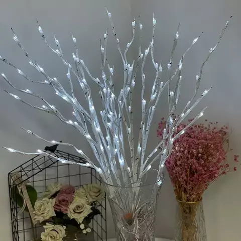 Led artificial galho ramo luz a pilhas 20led lâmpada decorativa para festa de n