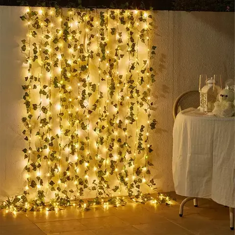 Decoração para Casa, Árvore de Natal, Árvore de Natal, Flor Verde Luzes Cord