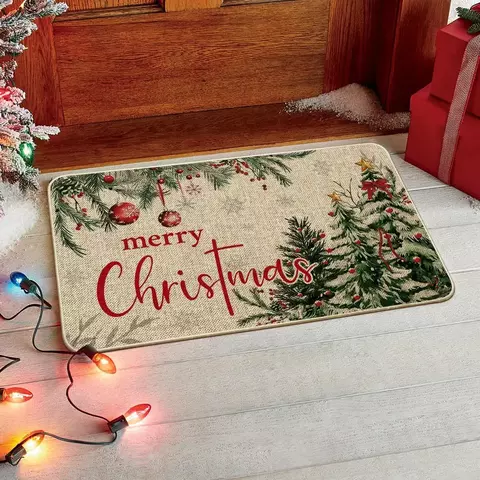 Tapete de entrada decorativo de natal, antiderrapante
