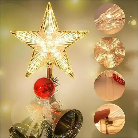 15/22cm decoração de árvore de natal estrelas luzes brancas quente decoraçã