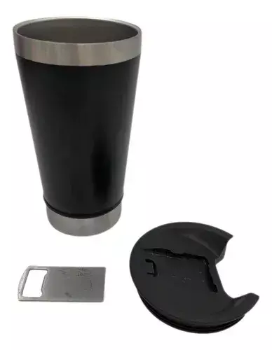 Copo Termico 473ml Totalmente Liso Inox Com Tampa E Abridor