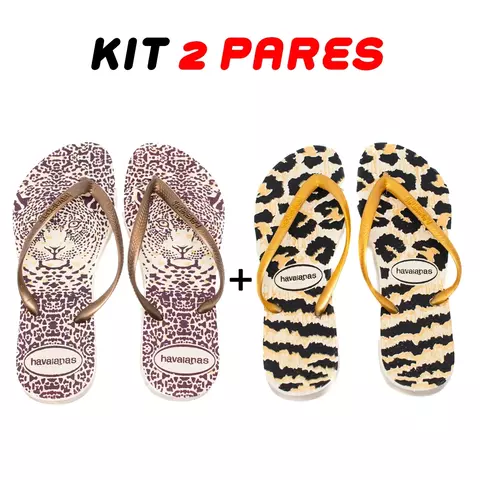 Kit 2 Chinelos Feminino Havaianas Onças