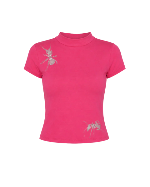 Baby Tee Formiga Rosa