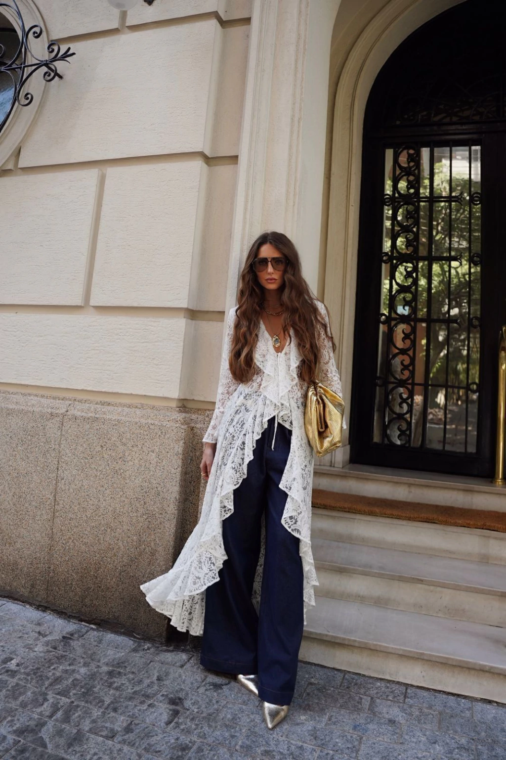 Blusa Manga Longa Renda Gently