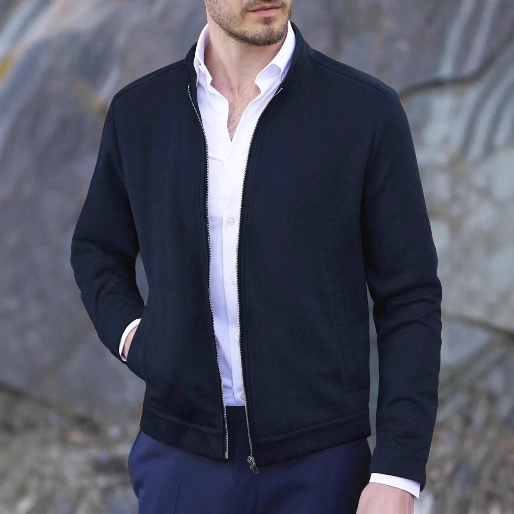 Jaqueta masculina slim fit gola redonda