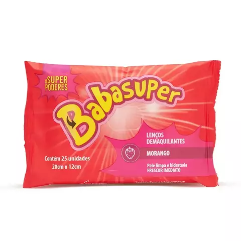 Lenço Demaquilante BabaSuper Morango Super Poderes - comprar online