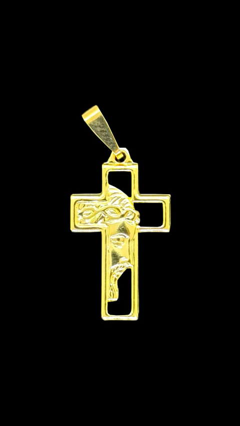 PINGENTE CRUCIFIXO FACE DE CRISTO - Tam. P - BANHADO A OURO 18K - comprar online