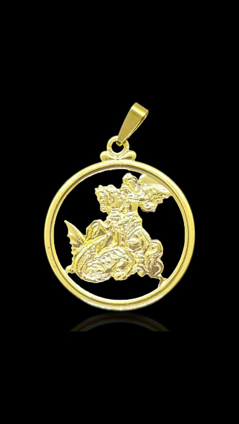 PINGENTE SÃO JORGE VAZADO - Tam. P - BANHADO A OURO 18K - comprar online