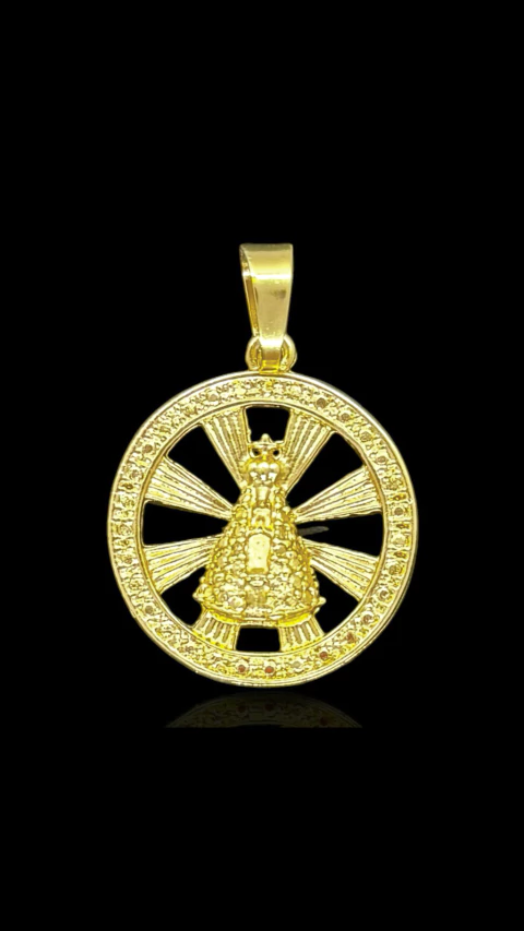 PINGENTE SANTA REDONDO - TAM. M (4CM) - BANHADO A OURO 18K - comprar online