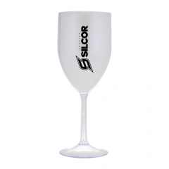 Taça de Vinho Acrílica Slim 330ml com Silk 1 Cor - 1x0