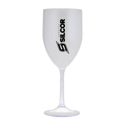 Taça de Vinho Acrílica Slim 330ml com Silk 1 Cor - 1x0