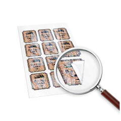 Adesivos BOPP Branco com Laminação Holográfica Corte Especial 4,5x5cm - 4x0