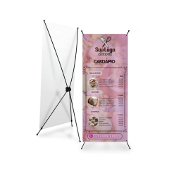 X Banner ou Indoor Kit Completo Bandeira e Suporte X Tecido Oxford - 4x0