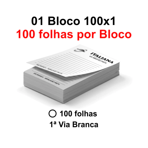 Blocos e Talões 100 Folhas Ap 56g - 100x1 - 210x300mm - 1x0